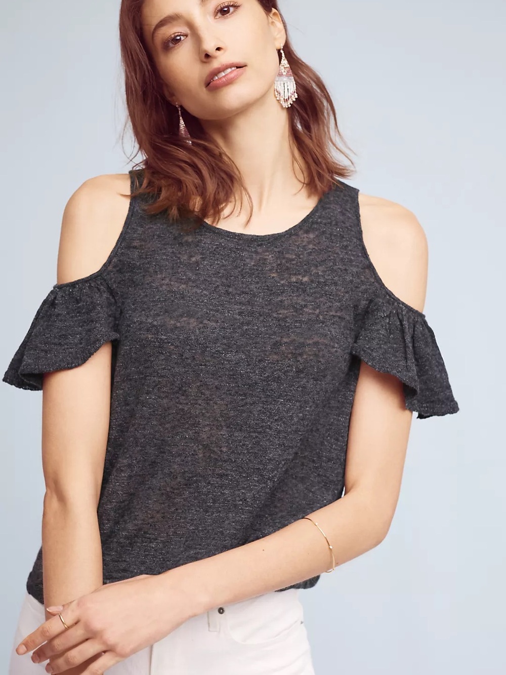ANTHROPOLOGIE MOTH Arietta Open-Shoulder Linen Top